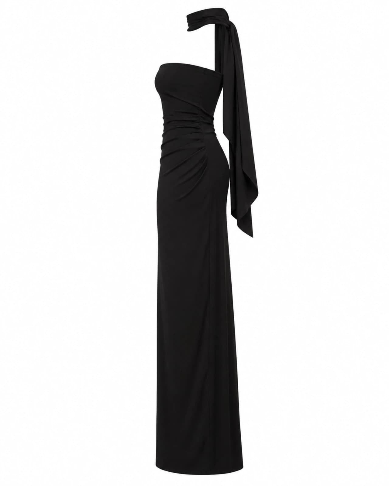 VESTIDO STRAPLESS CON FRUNCE — lateral-derecho