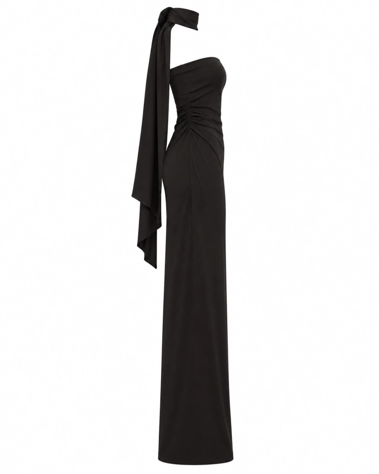 VESTIDO STRAPLESS CON FRUNCE — lateral-izquierdo