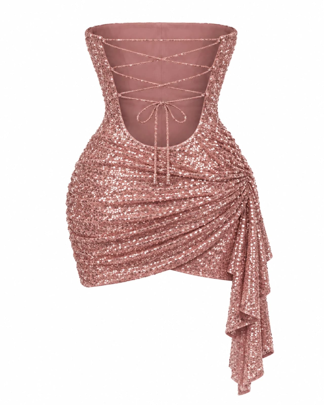 Vestido Lentejuela Strapless — Espalda