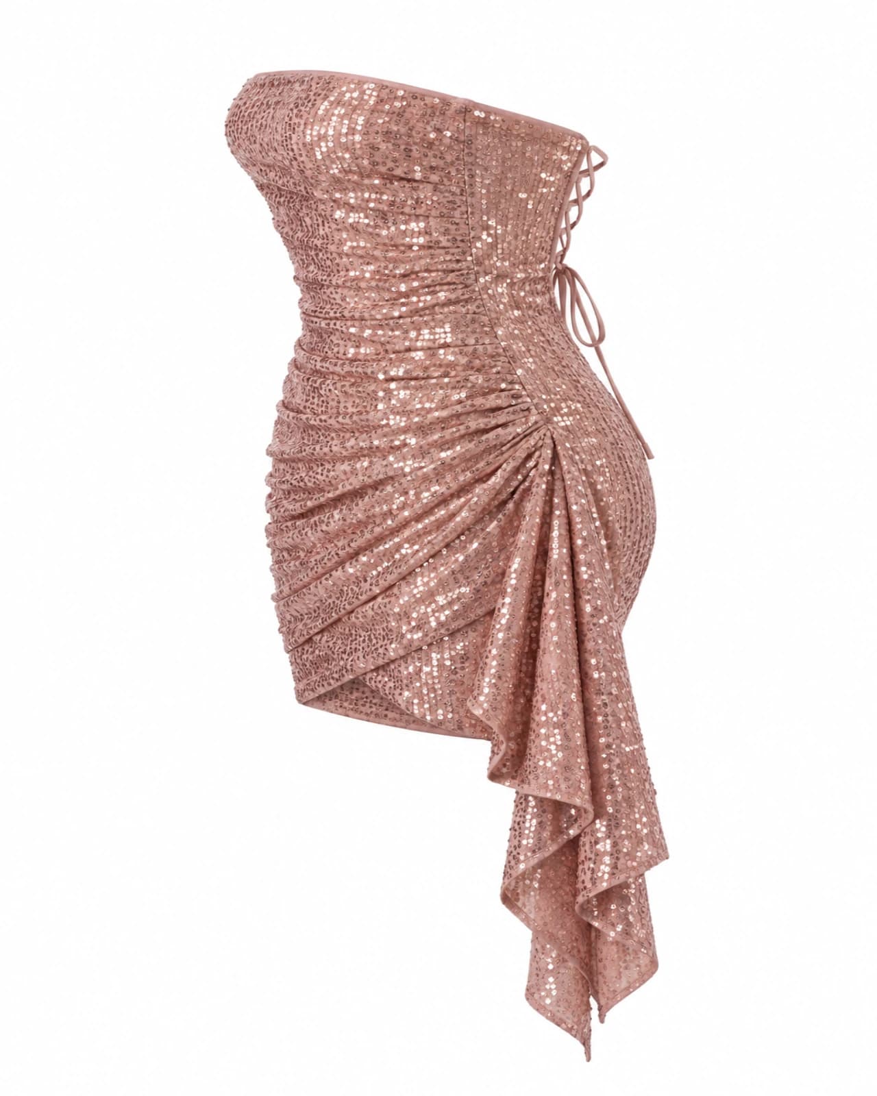 Vestido Lentejuela Strapless — Perfil derecho