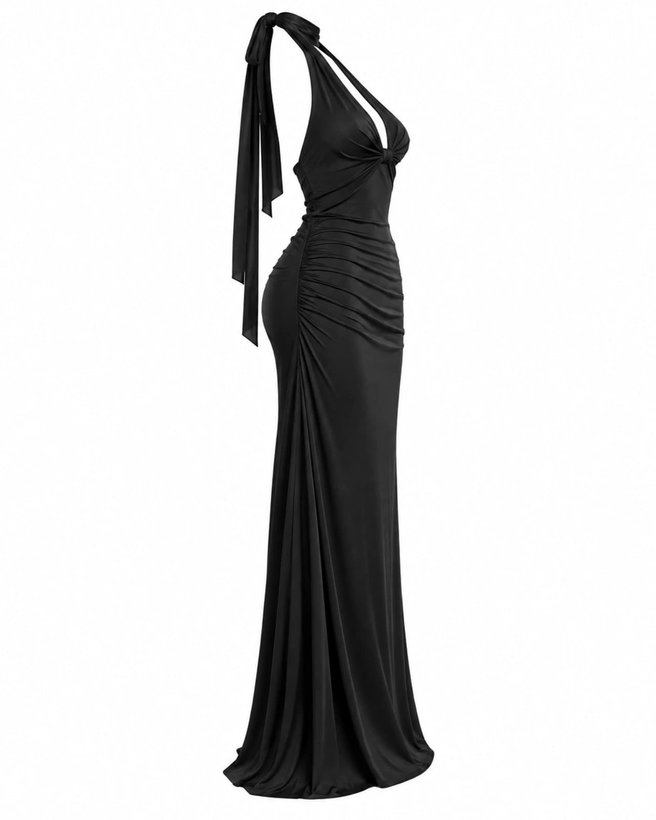 Vestido Halter con Nudo — Perfil izquierdo