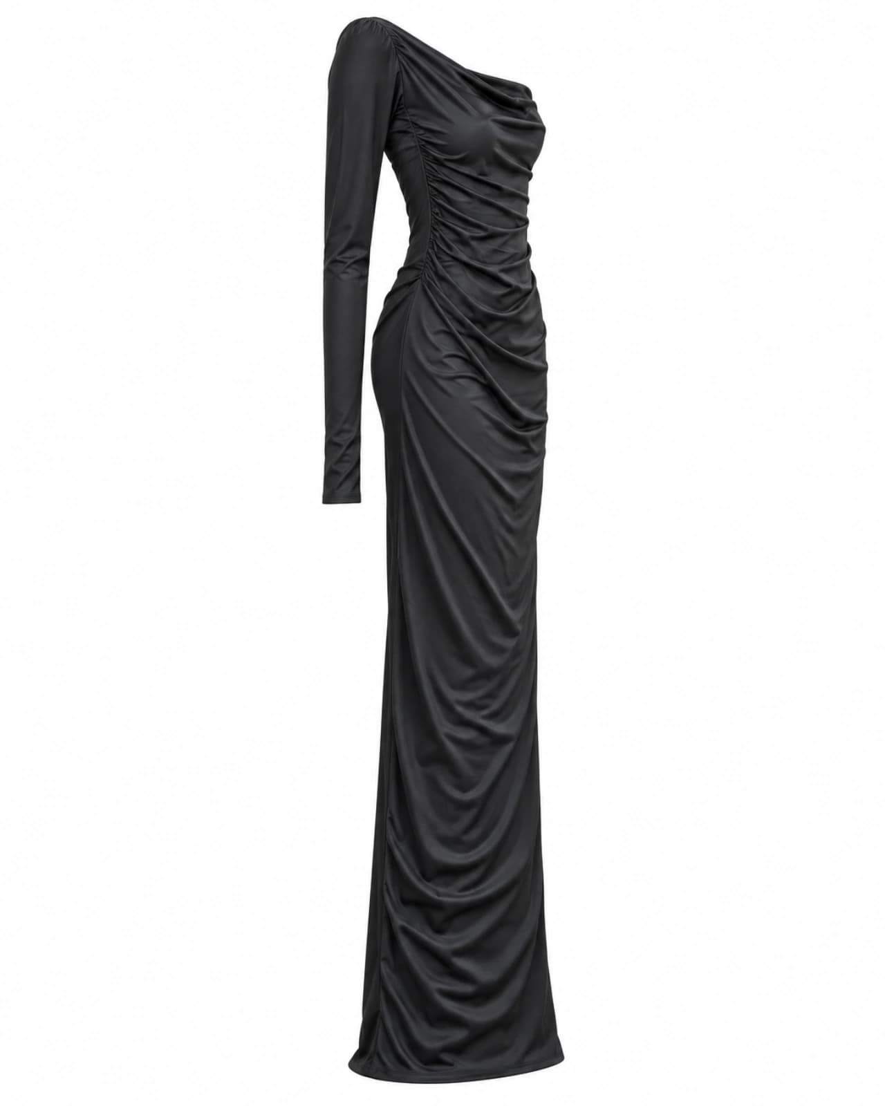 VESTIDO STRAPLESS CON FRUNCE — Perfil izquierdo