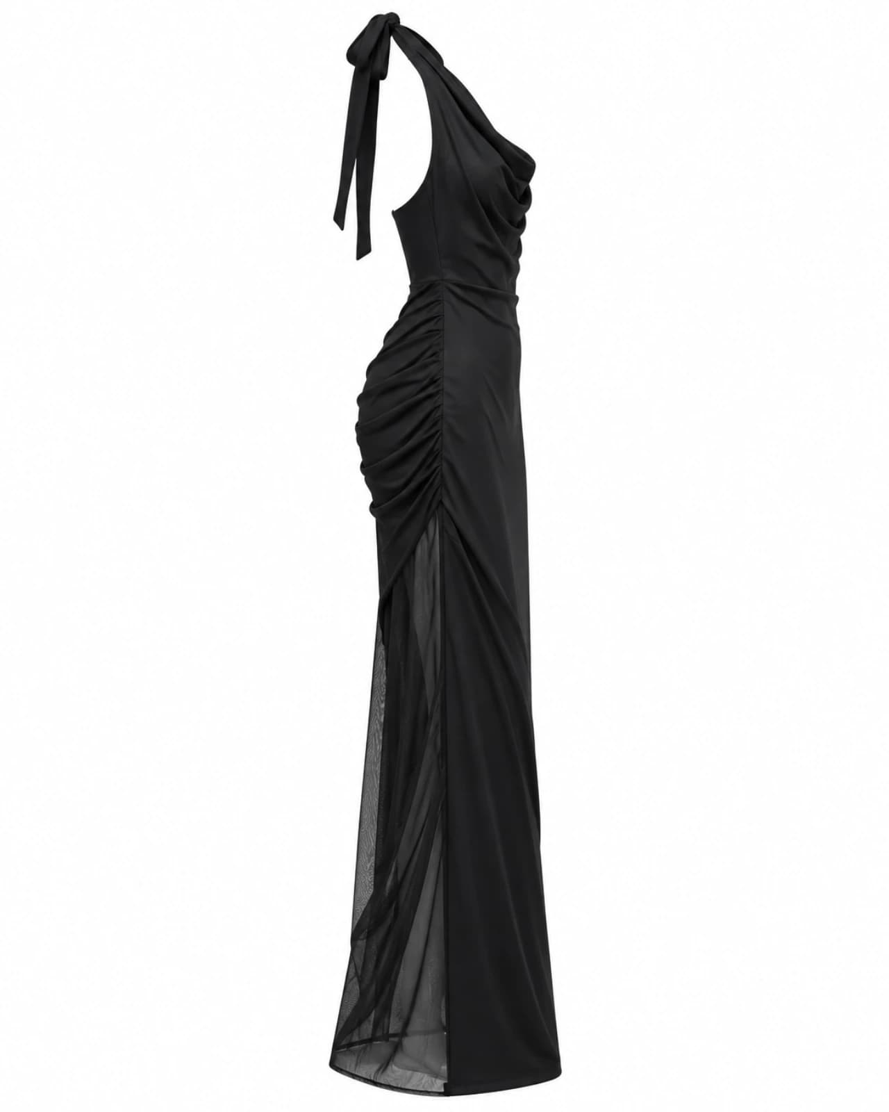 VESTIDO HALTER PARA ATAR BUCHE — Perfil izquierdo