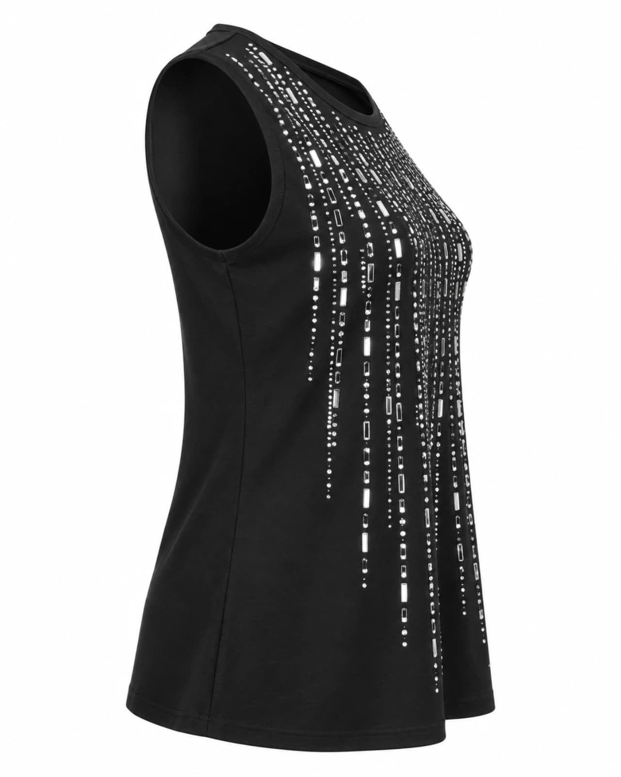 Musculosa Flecos Strass — Perfil izquierdo