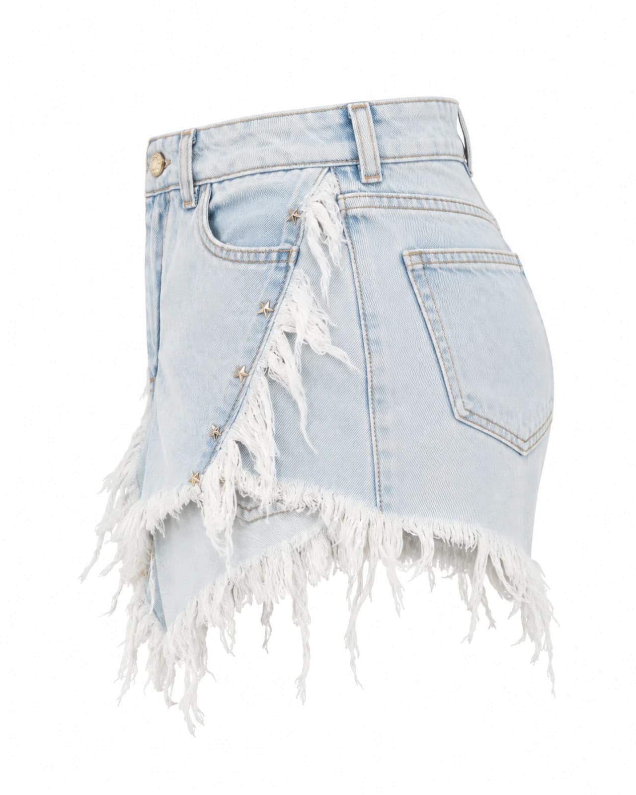 Short de Jean con Apliques — Perfil derecho