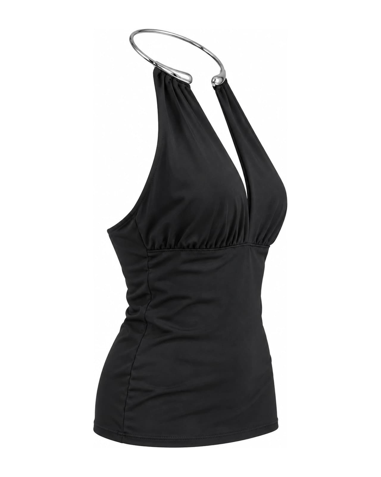 Top Micro Choker Frunces — Perfil izquierdo