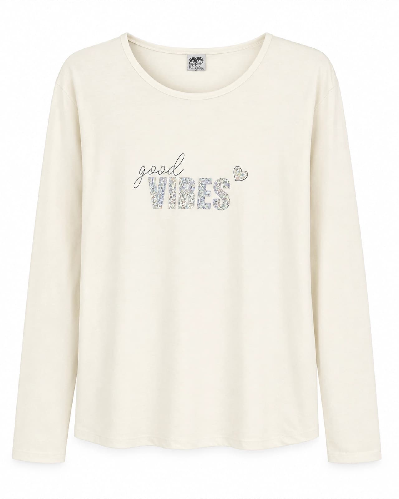 REMERA NENA BRILLO FOIL GOOD VIBES 6 unidades — frente-v2