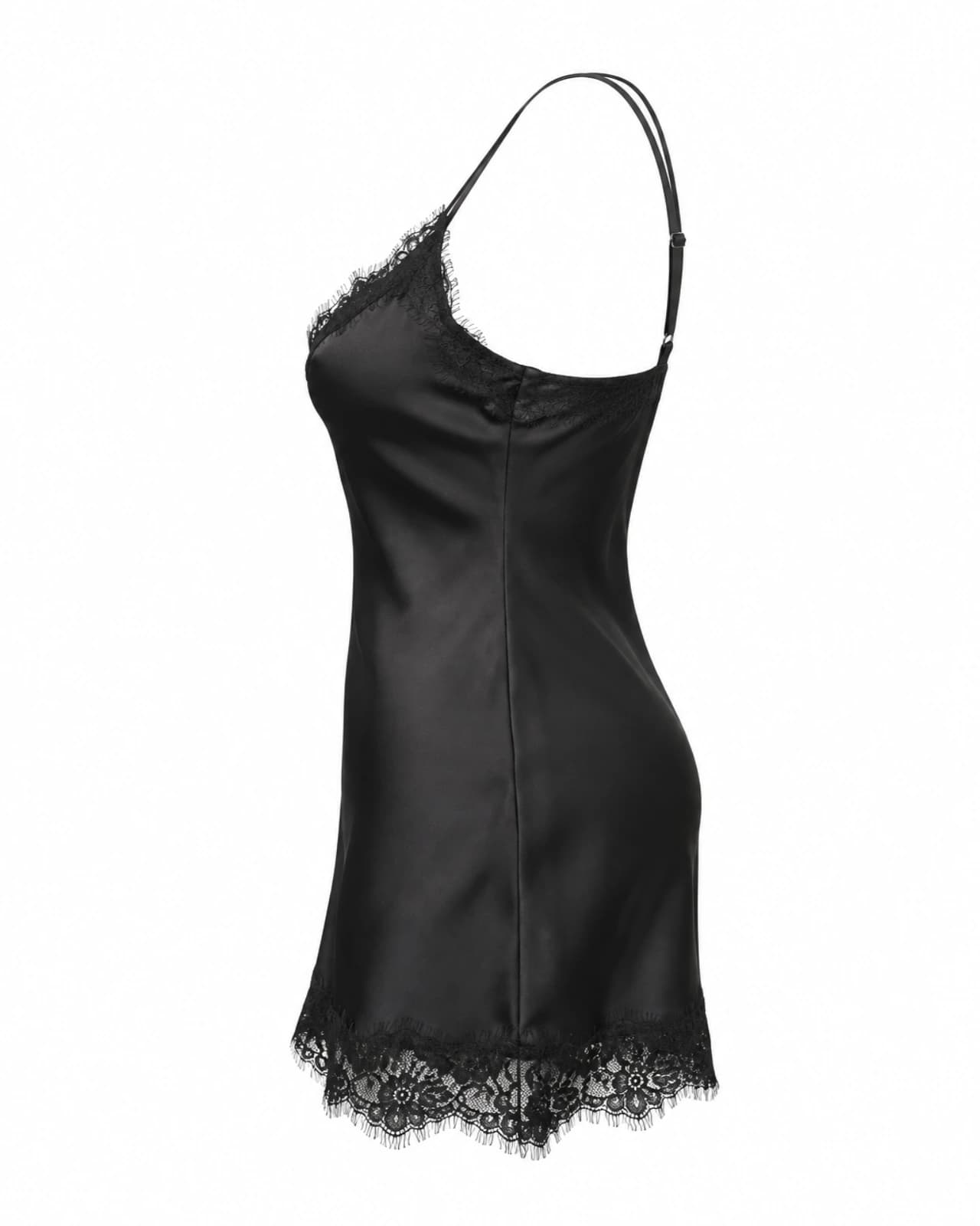 Vestido Satén con Puntilla — Perfil derecho